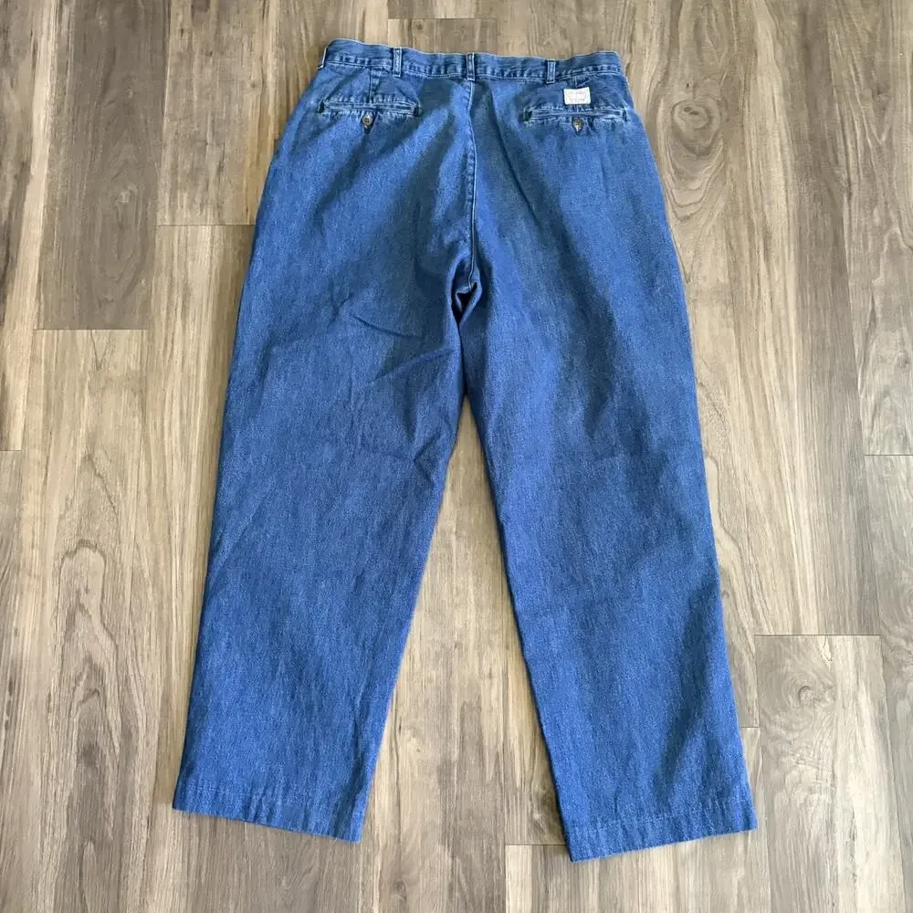 Vintage Polo Ralph Lauren Pleated Jeans Men's Size 32x28 Medium Wash Made in USA